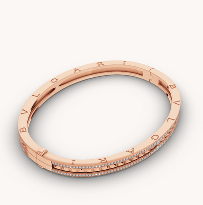 [LUCAS]ZERO 1 SPIRAL AND PAVED DIAMOND PINK GOLD BRACELET