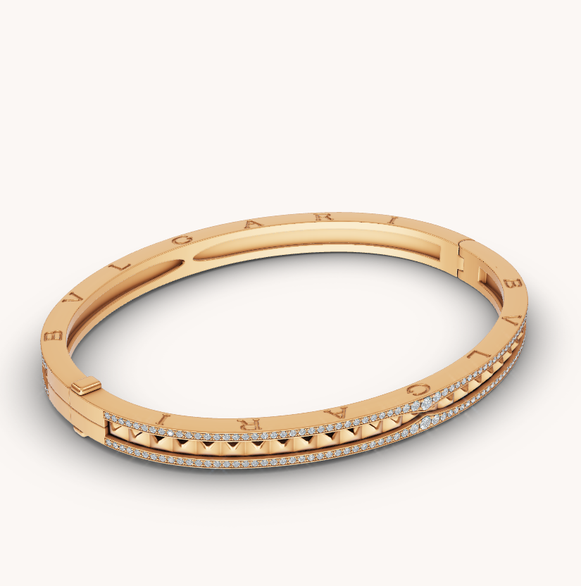 [LUCAS]ZERO 1 SPIRAL AND PAVED DIAMOND GOLD BRACELET