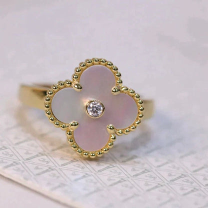 [CA]CLOVER PINK MOP RING GOLD DIAMOND