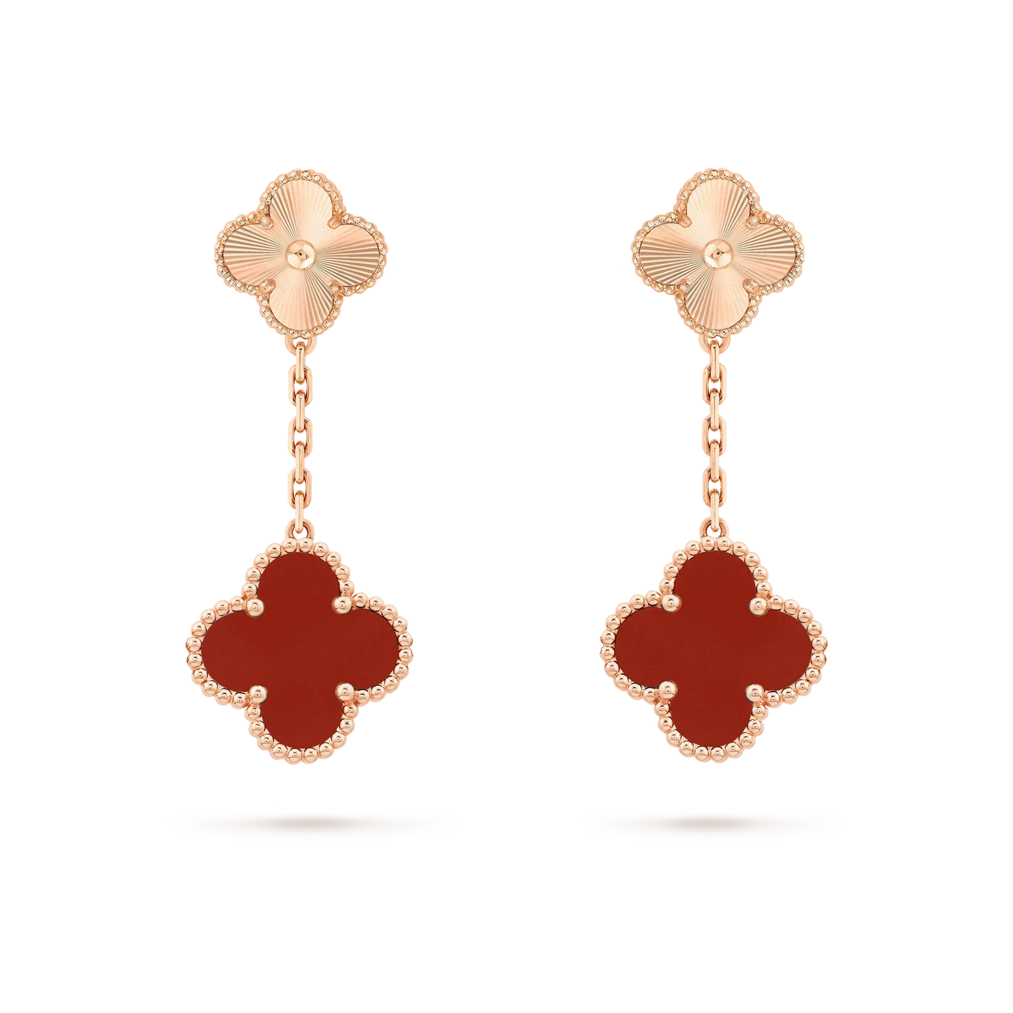 [CA]CLOVER 2 MOTIF  LASER CARNELIAN EARRINGS