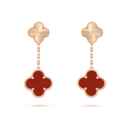 [CA]CLOVER 2 MOTIF  LASER CARNELIAN EARRINGS