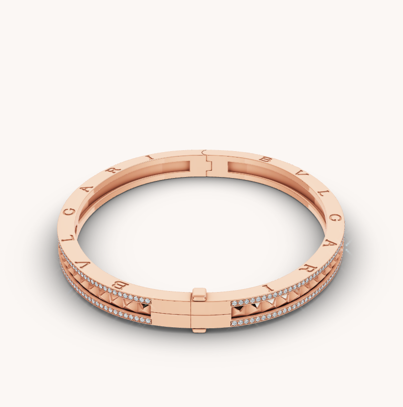 [LUCAS]ZERO 1 SPIRAL AND PAVED DIAMOND PINK GOLD BRACELET