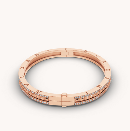 [LUCAS]ZERO 1 SPIRAL AND PAVED DIAMOND PINK GOLD BRACELET