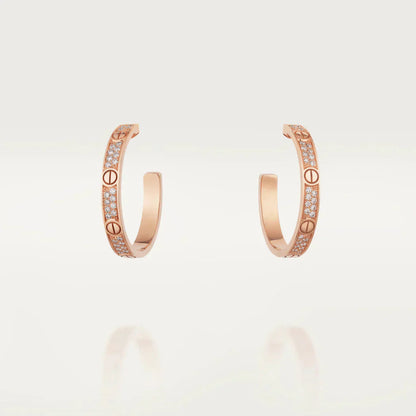 [CA]LOVE DIAMOND PINK GOLD HOOP EARRINGS