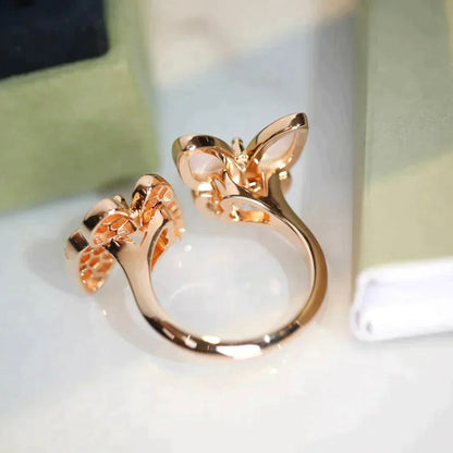 [CA]TWIN BUTTERFLY DIAMOND MOP RING