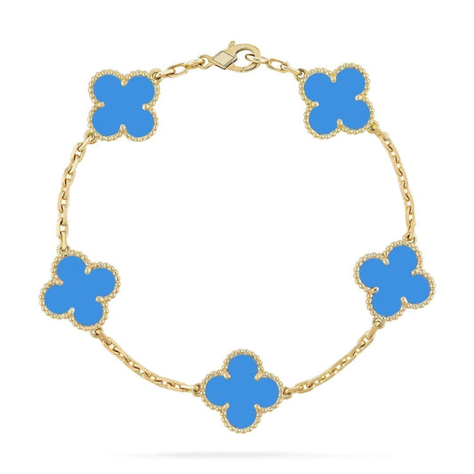 [CA]CLOVER 5 MOTIFS BLUE AGATE BRACELET