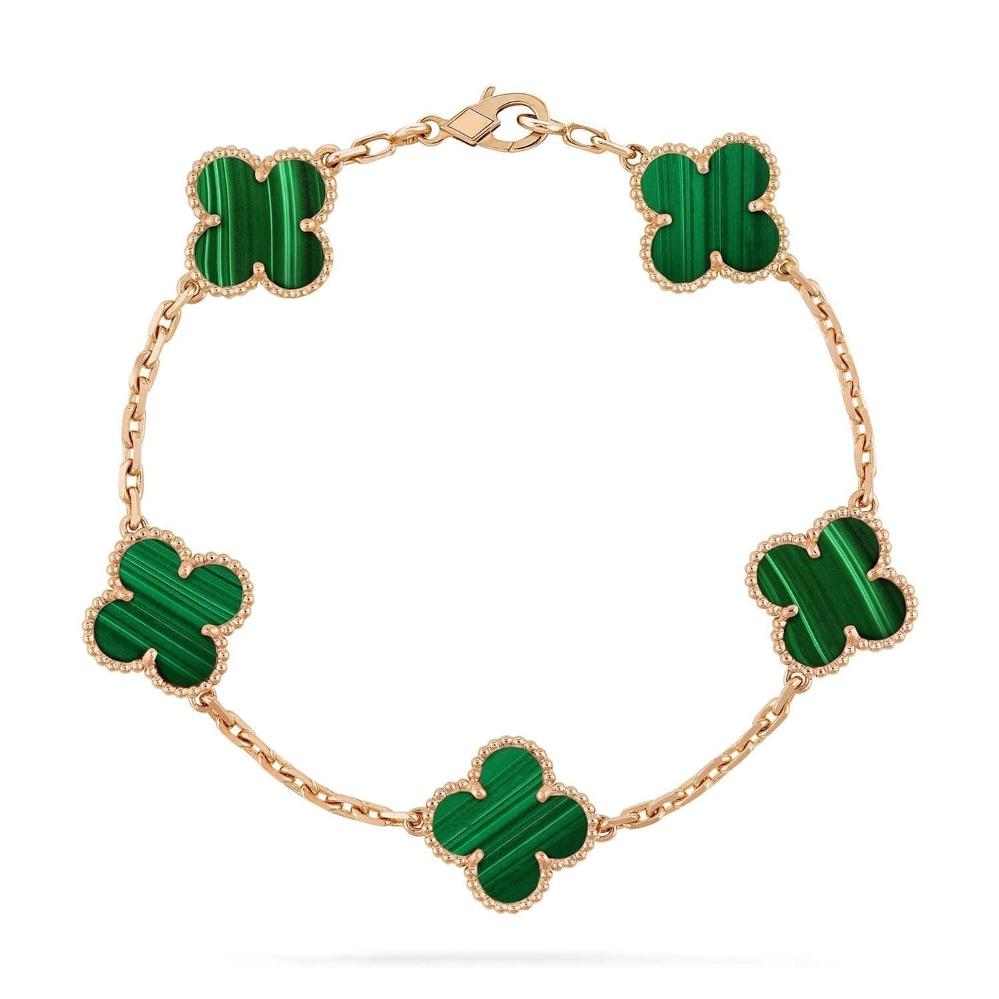 [CA]CLOVER 5 MOTIFS MALACHITE BRACELET