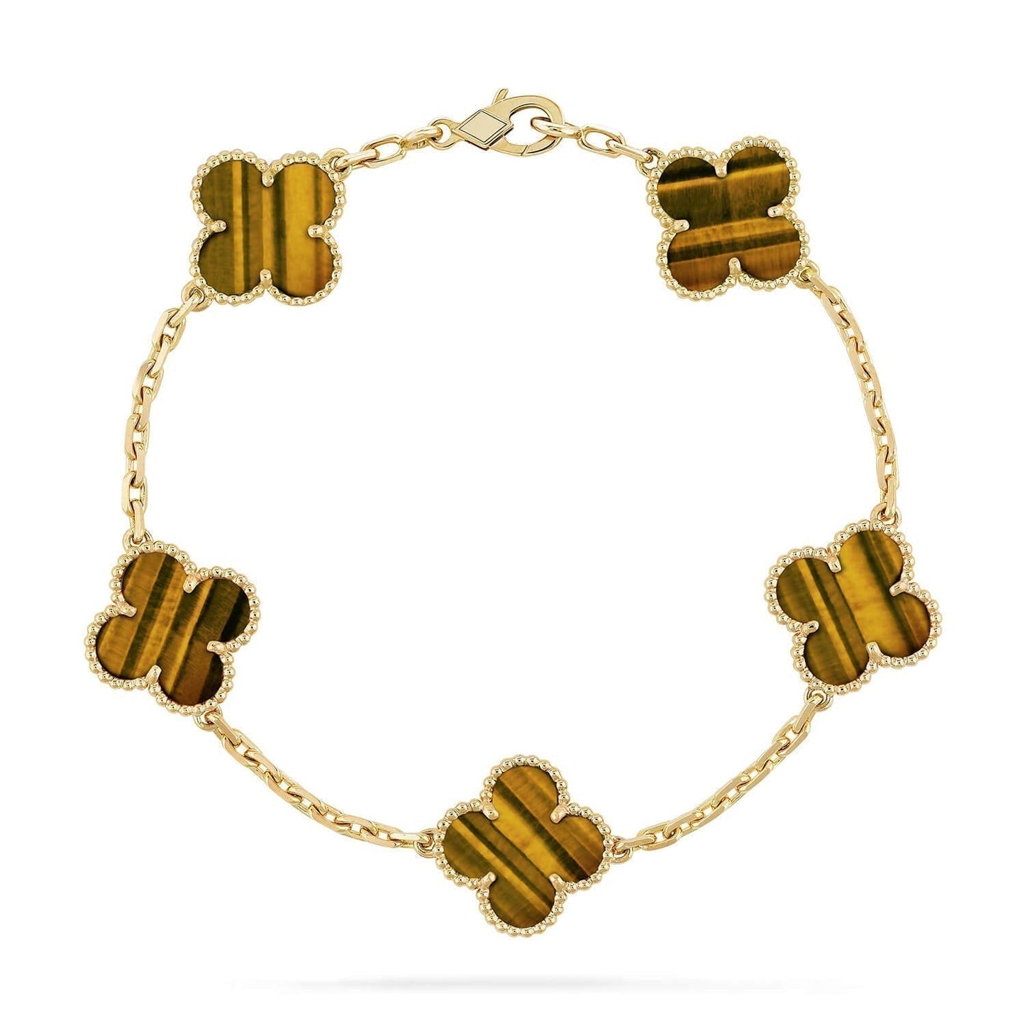 [CA]CLOVER  5 MOTIFS TIGER EYE BRACELET