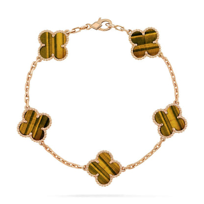 [CA]CLOVER  5 MOTIFS TIGER EYE BRACELET