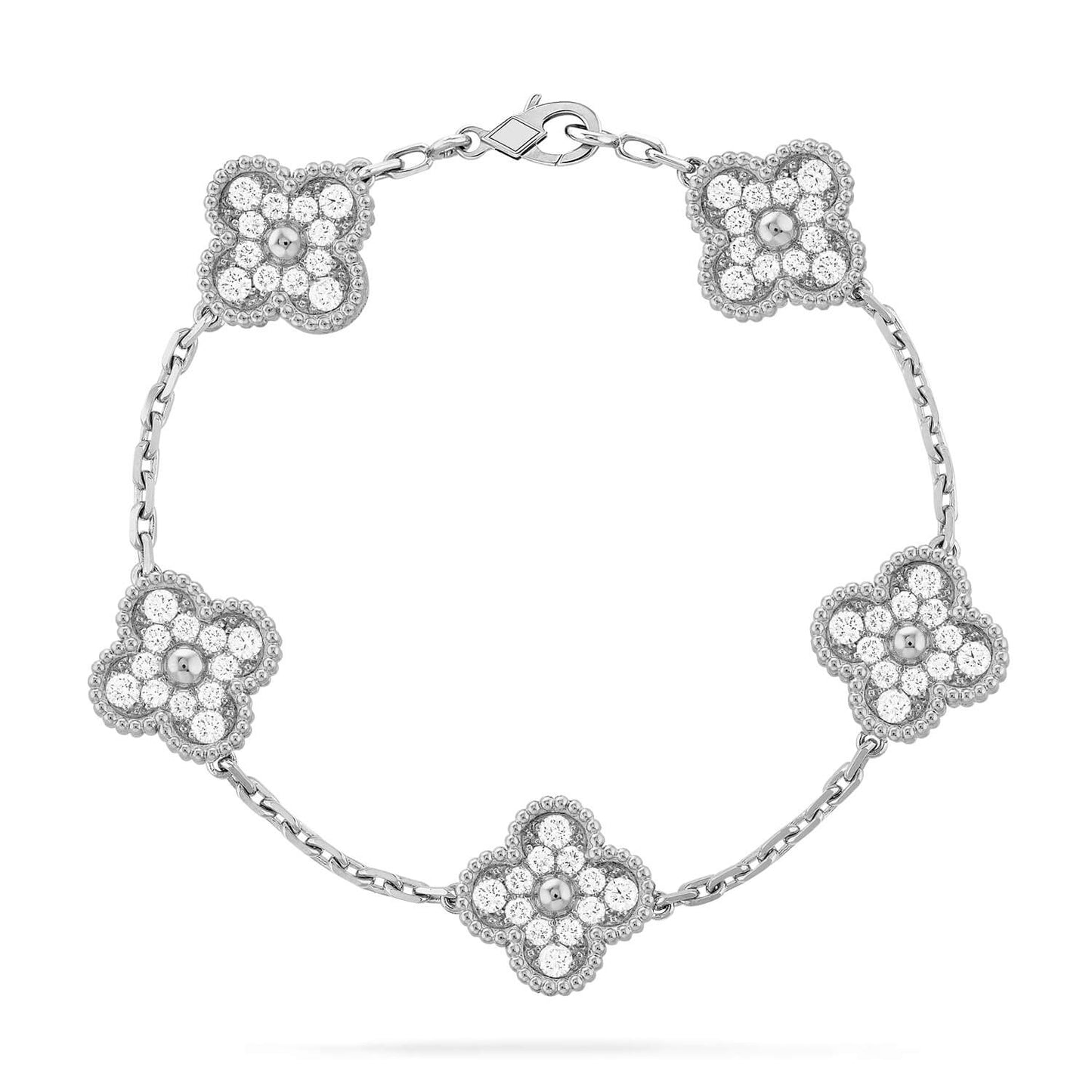 [CA]CLOVER 5 MOTIFS  DIAMOND BRACELET SILVER