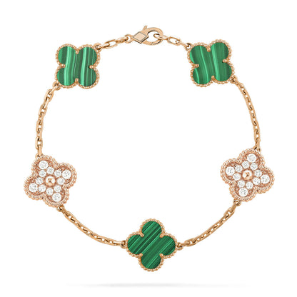 [CA]CLOVER  5 MOTIF MALACHITE DIAMOND BRACELET