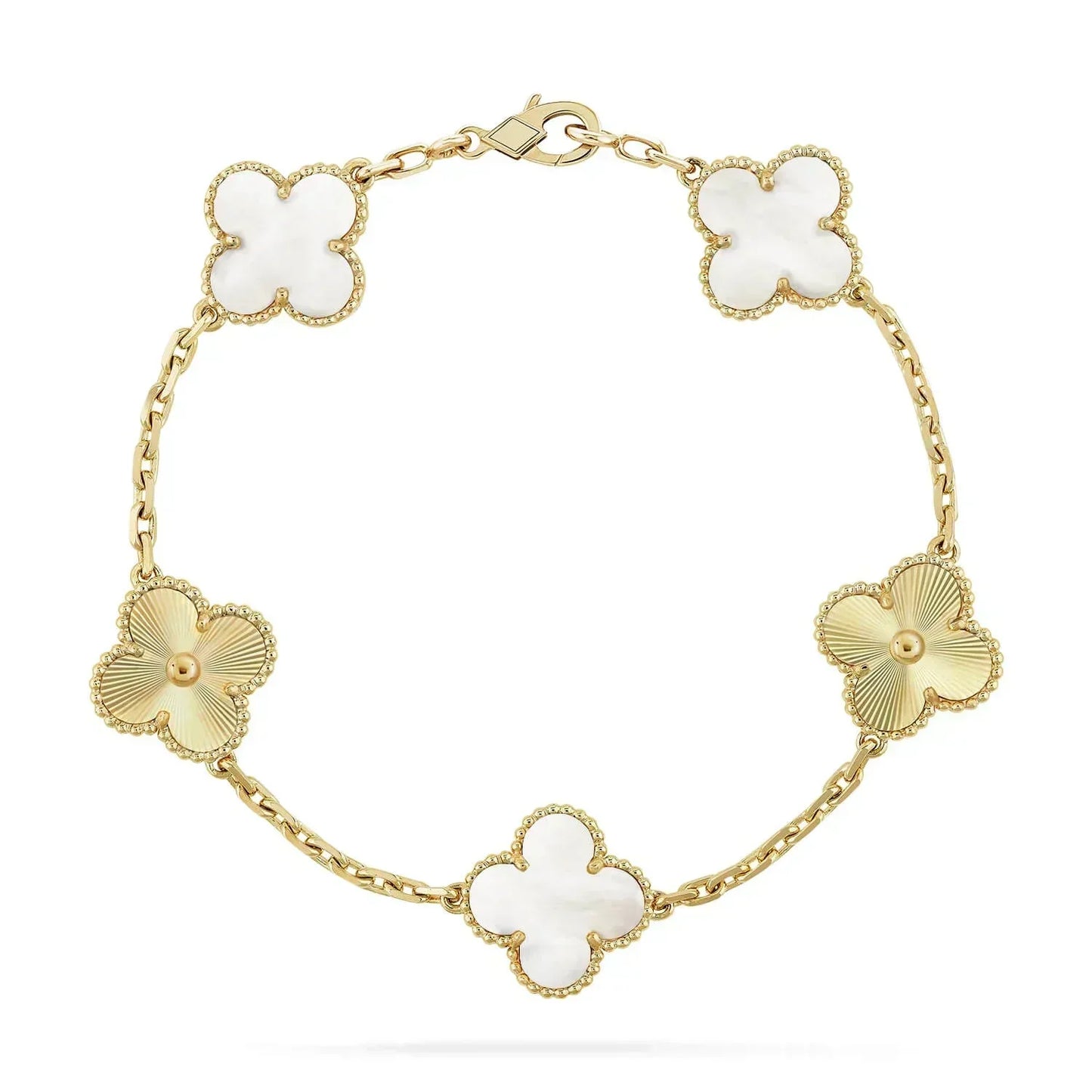 [CA]CLOVER BRACELET 5 MOTIF WHITE MOP PINK GOLD