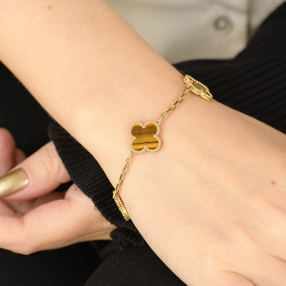 [CA]CLOVER  5 MOTIFS TIGER EYE BRACELET