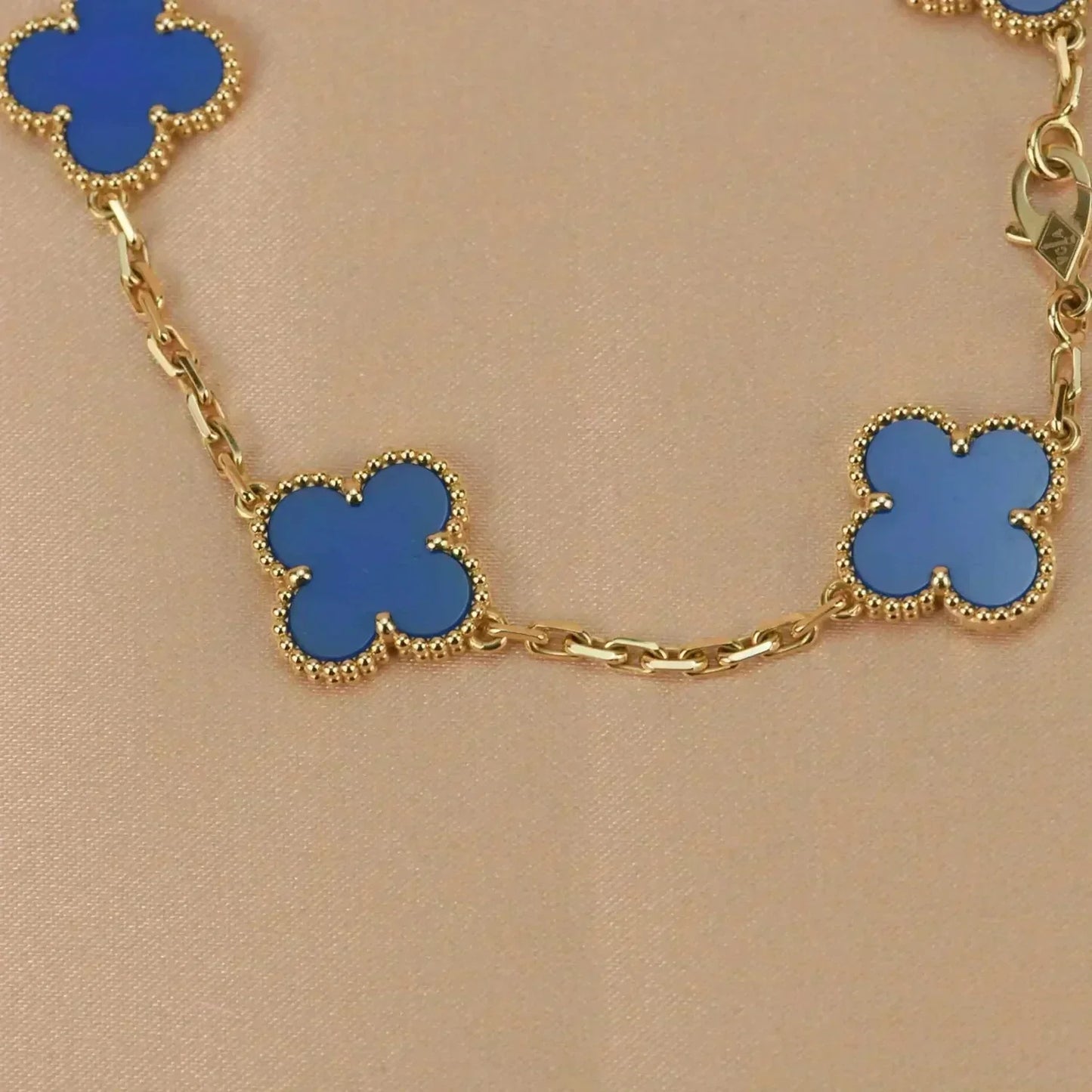 [CA]CLOVER 5 MOTIFS BLUE AGATE BRACELET