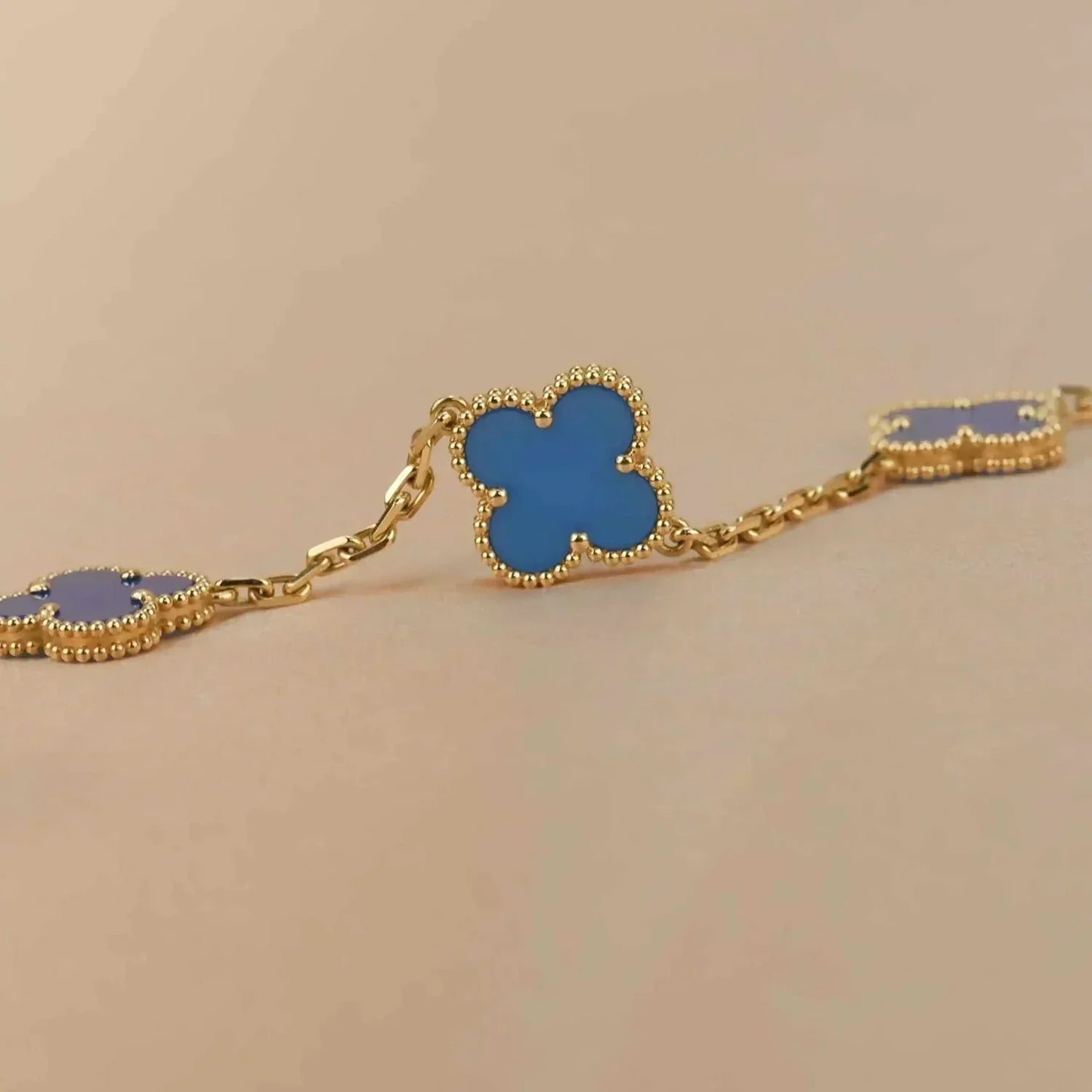 [CA]CLOVER 5 MOTIFS BLUE AGATE BRACELET