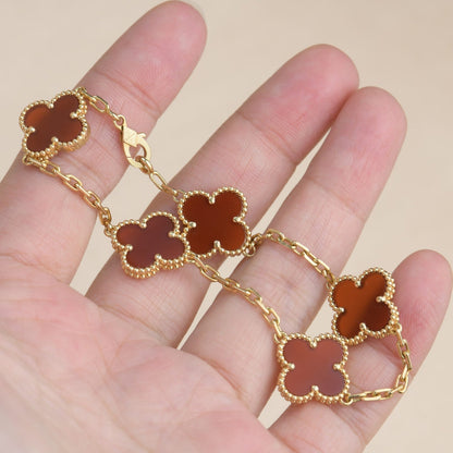 [CA]CLOVER 5 MOTIFS RED AGATE  BRACELET