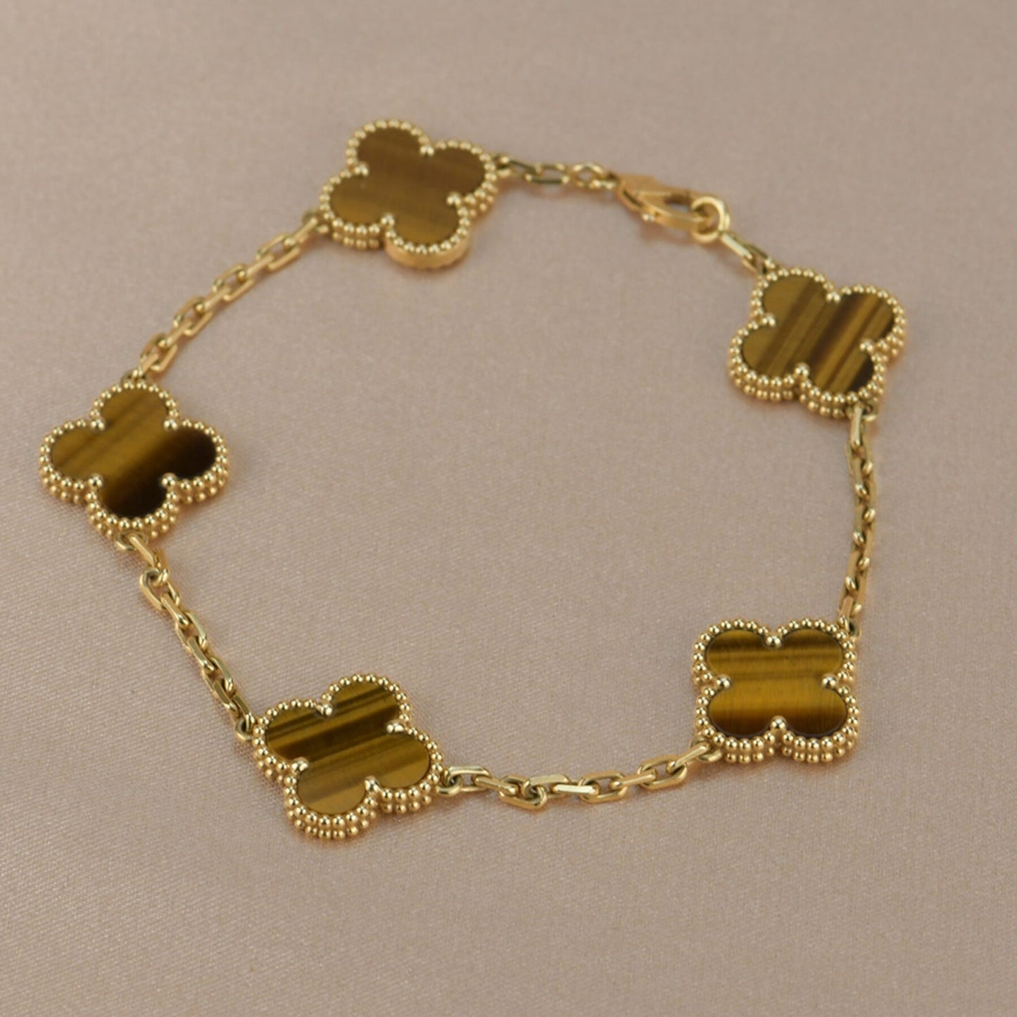 [CA]CLOVER  5 MOTIFS TIGER EYE BRACELET