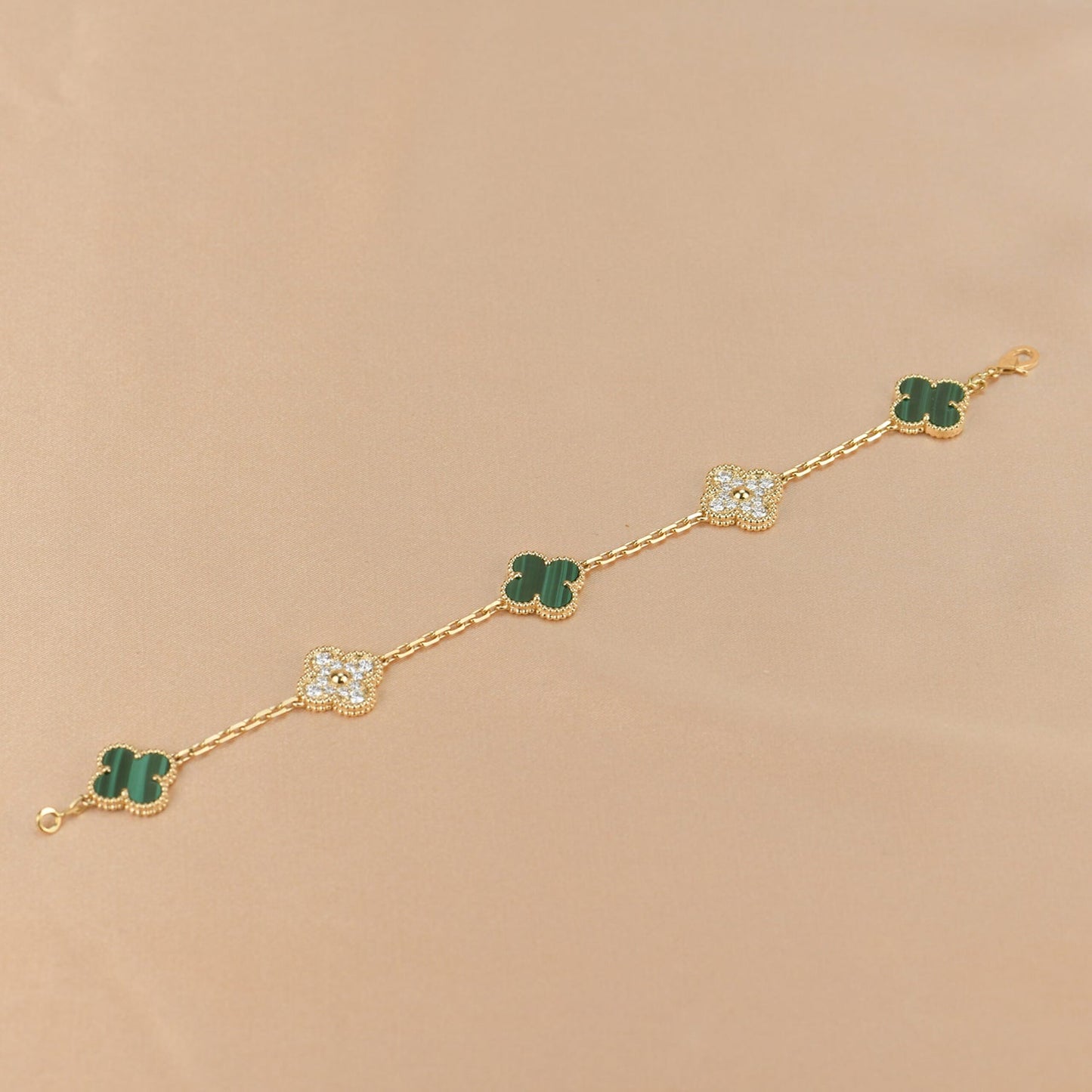 [CA]CLOVER  5 MOTIF MALACHITE DIAMOND BRACELET