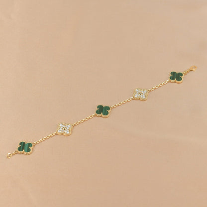 [CA]CLOVER  5 MOTIF MALACHITE DIAMOND BRACELET