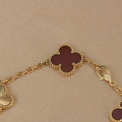 [CA]CLOVER  5 MOTIFS CARNELIAN GOLD BRACELET