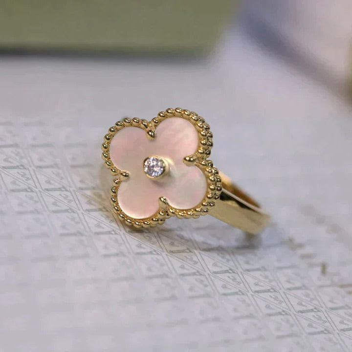 [CA]CLOVER PINK MOP RING GOLD DIAMOND