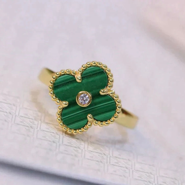 [CA]CLOVER MALACHITE RING GOLD DIAMOND