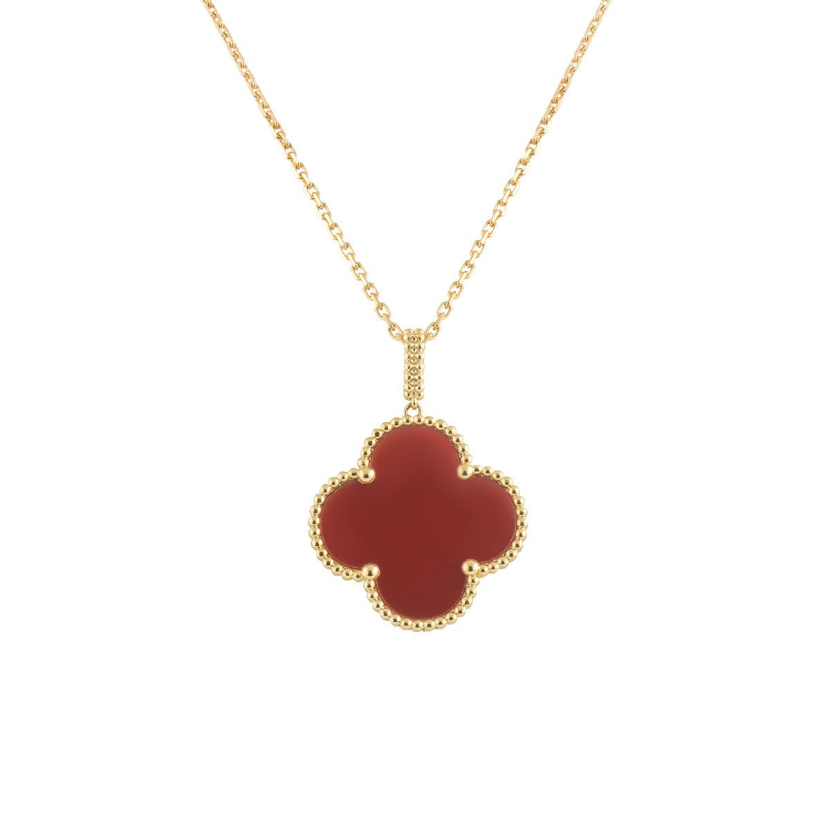 [CA]CLOVER 25MM NECKLACE GOLD CARNELIAN