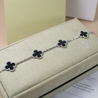 [CA]CLOVER 5 MOTIF ONYXS  BRACELET SILVER