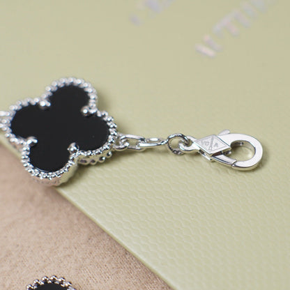 [CA]CLOVER 5 MOTIF ONYXS  BRACELET SILVER