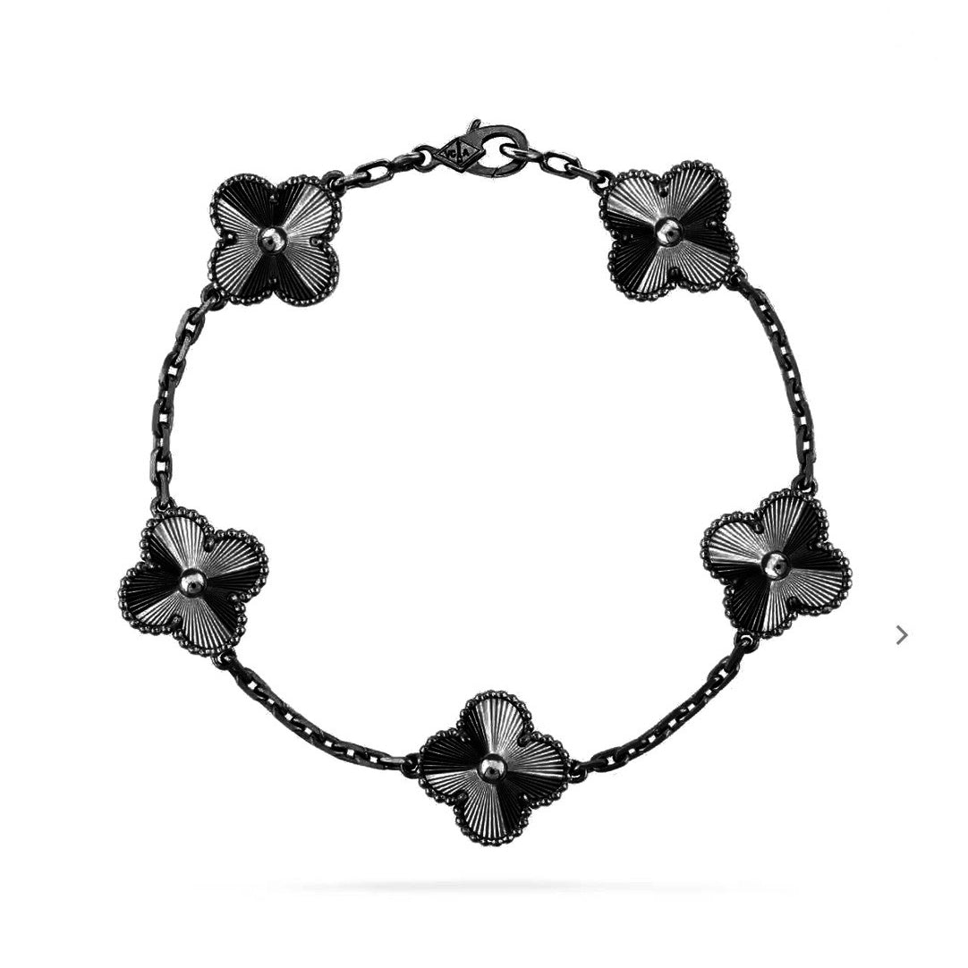 [CA]CLOVER 5 MOTIF BLACK BRACELET