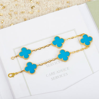 [CA]CLOVER 5 MOTIFS TURQUOISE BRACELET