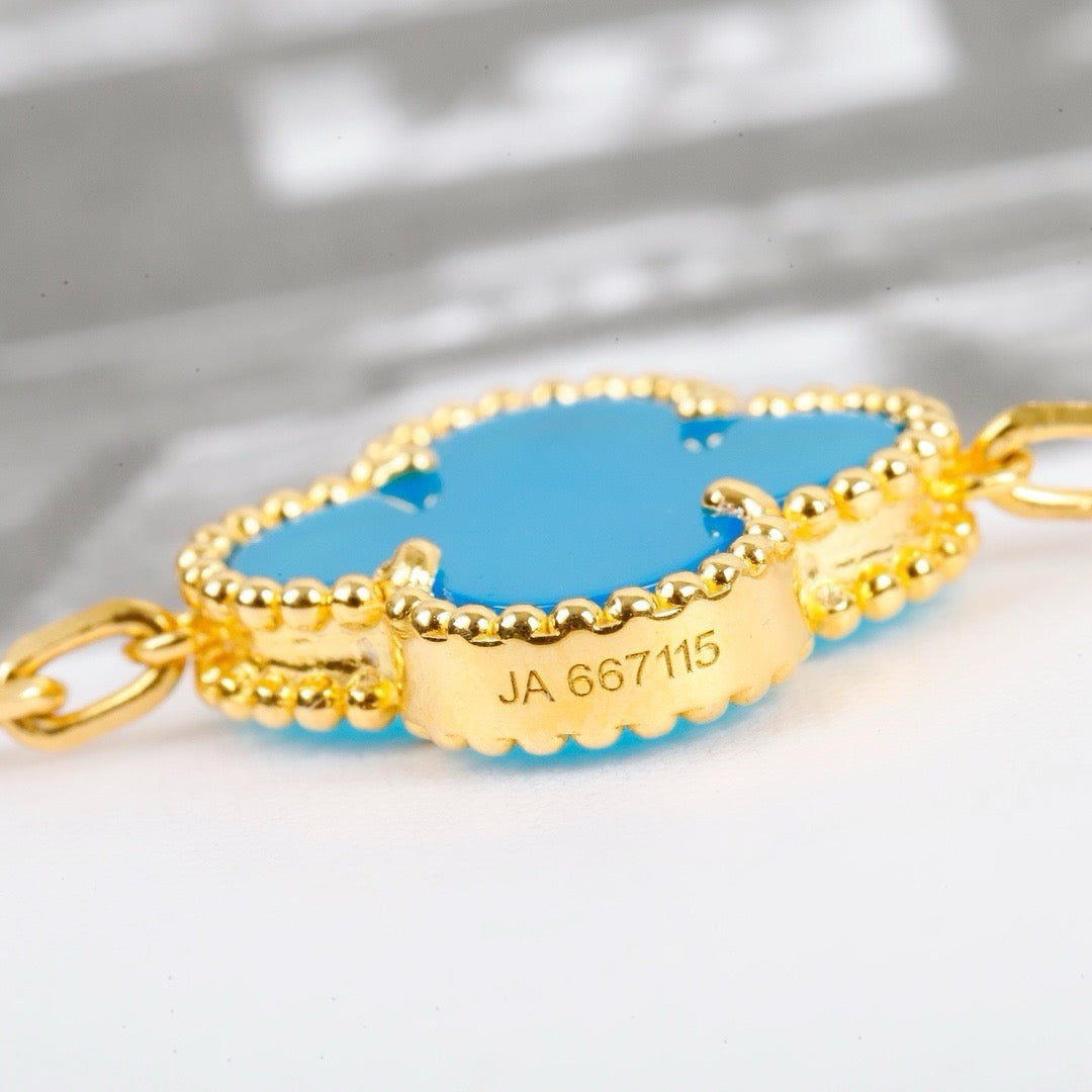 [CA]CLOVER 5 MOTIFS TURQUOISE BRACELET