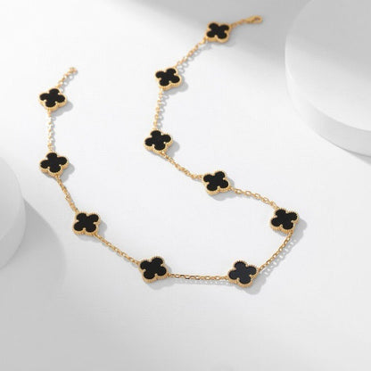 [CA]CLOVER 10 MOTIFS ONYX NECKLACE