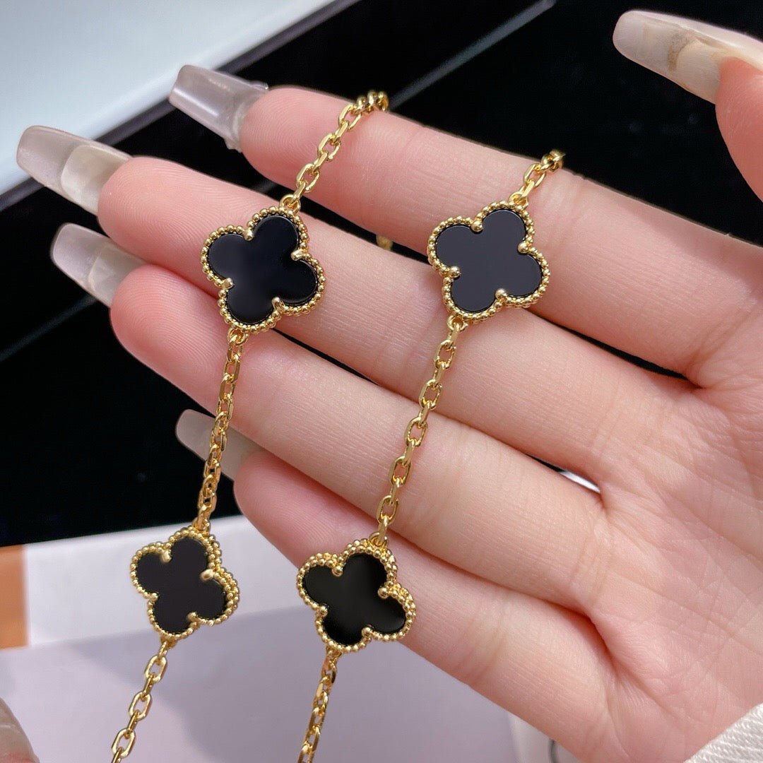 [CA]CLOVER 10 MOTIFS ONYX NECKLACE