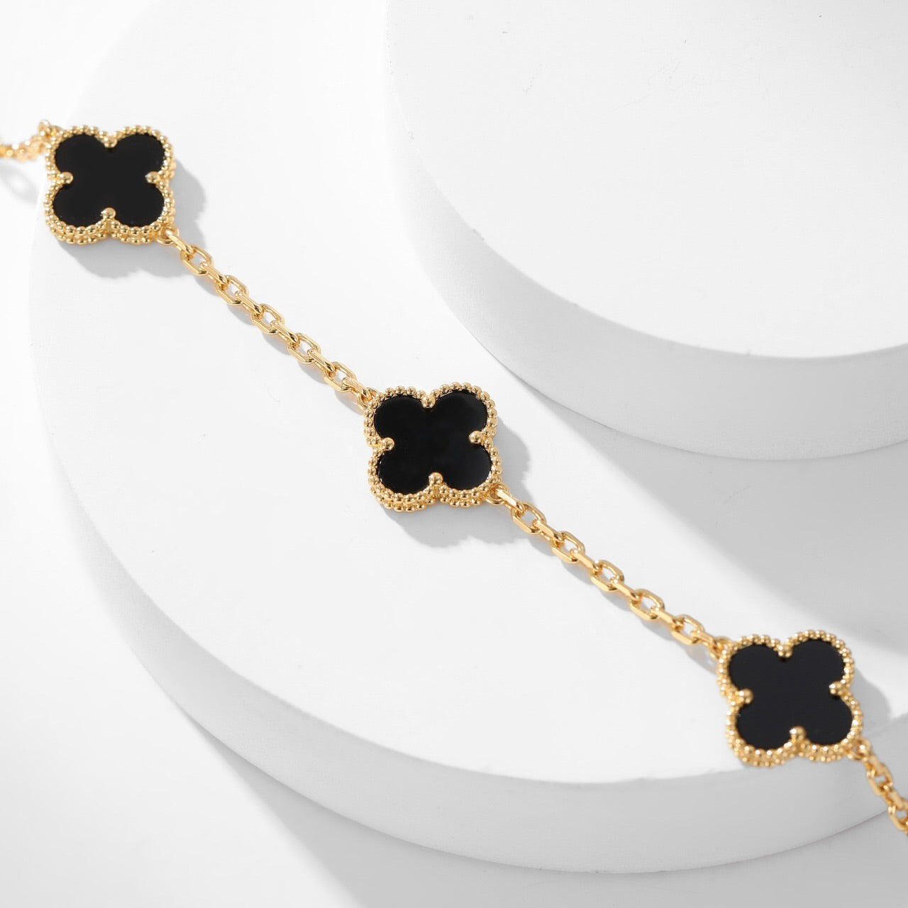 [CA]CLOVER 10 MOTIFS ONYX NECKLACE