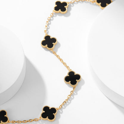 [CA]CLOVER 10 MOTIFS ONYX NECKLACE