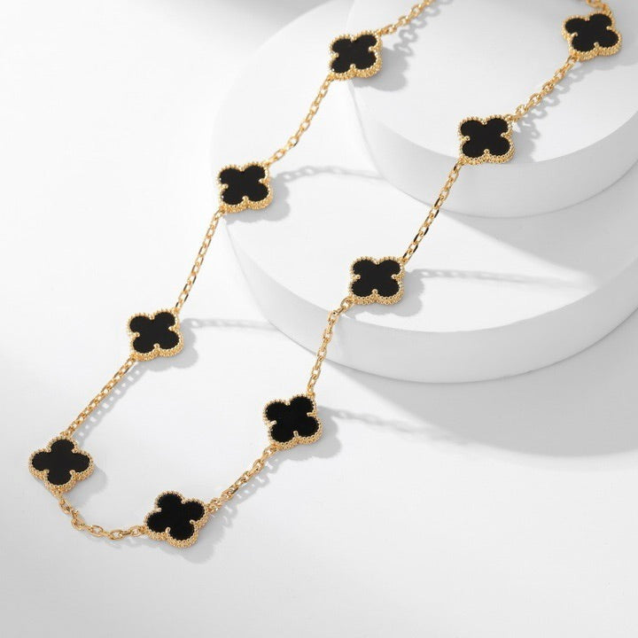 [CA]CLOVER 10 MOTIFS ONYX NECKLACE