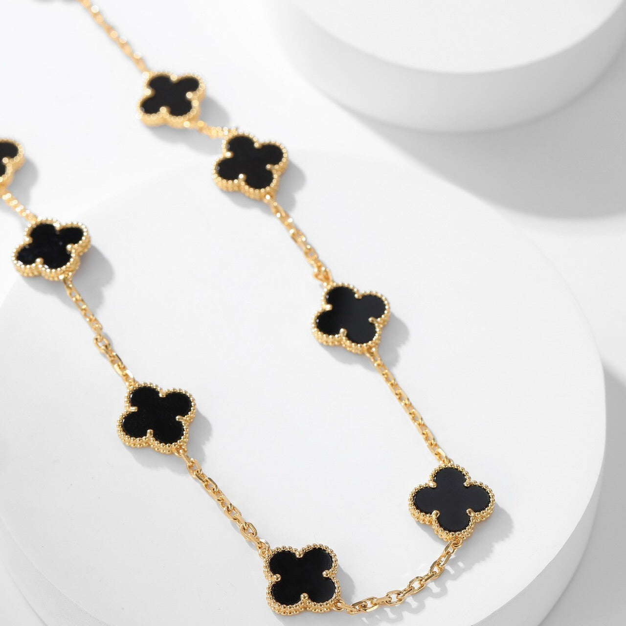 [CA]CLOVER 10 MOTIFS ONYX NECKLACE