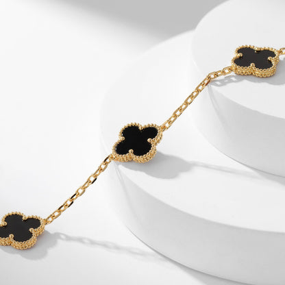 [CA]CLOVER 10 MOTIFS ONYX NECKLACE