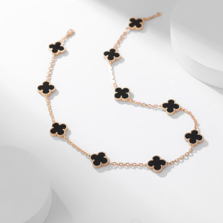 [CA]CLOVER 10 MOTIFS ONYX NECKLACE