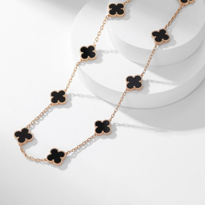 [CA]CLOVER 10 MOTIFS ONYX NECKLACE