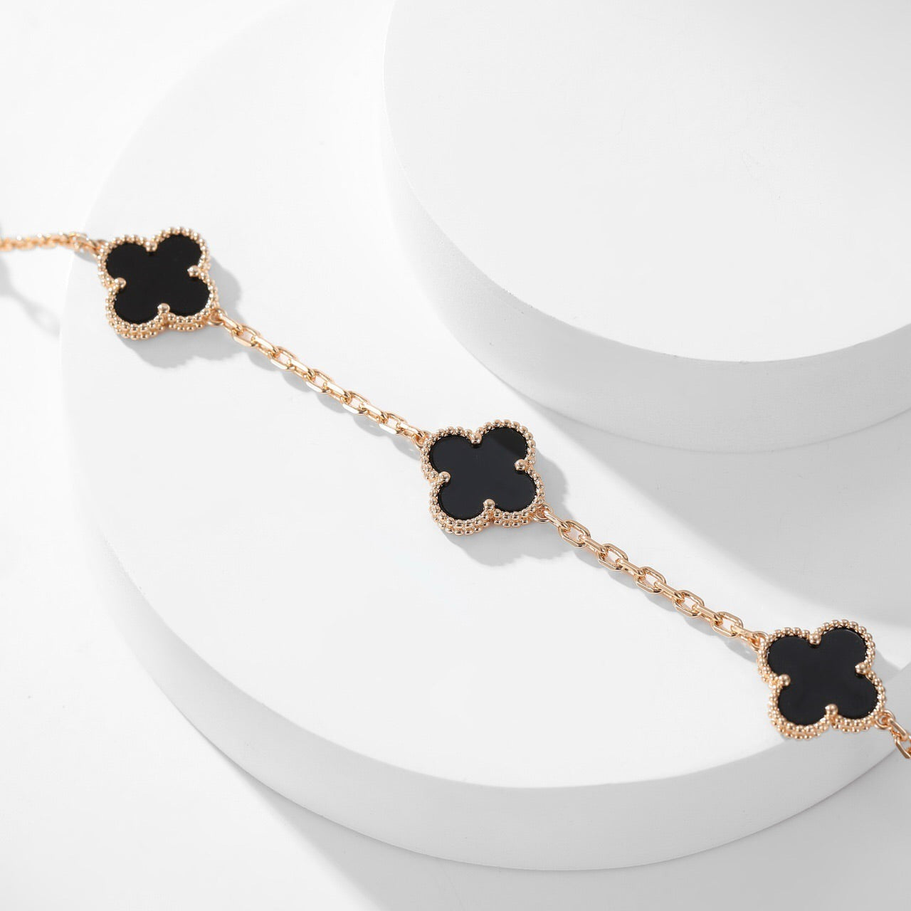 [CA]CLOVER 10 MOTIFS ONYX NECKLACE