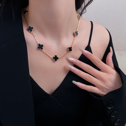 [CA]CLOVER 10 MOTIFS ONYX NECKLACE