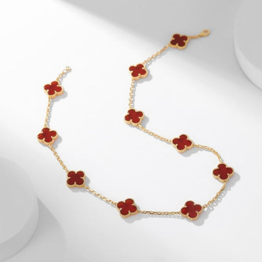 [CA]CLOVER 10 MOTIFS CARNELIAN NECKLACE