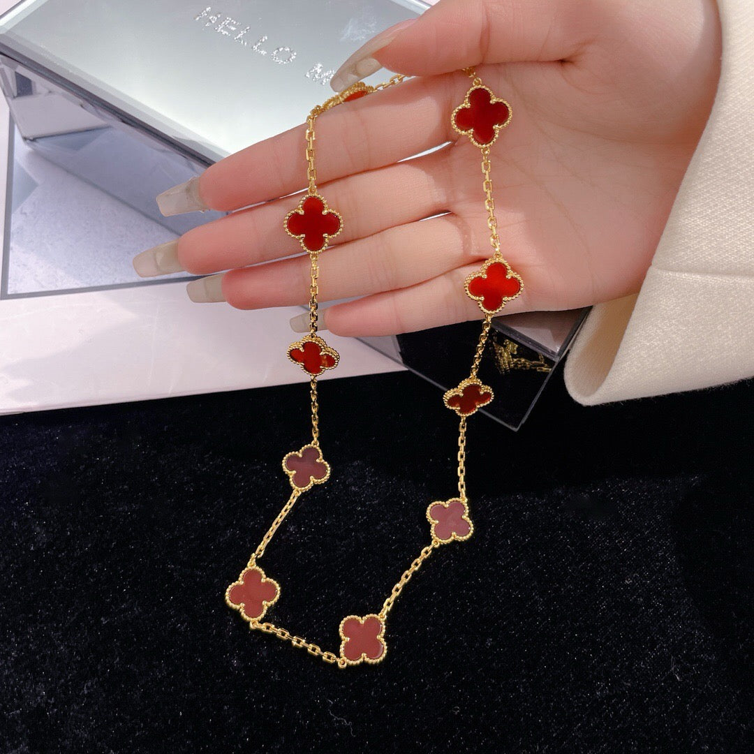 [CA]CLOVER 10 MOTIFS CARNELIAN NECKLACE