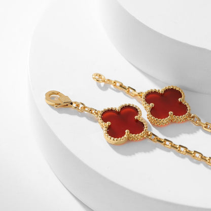 [CA]CLOVER 10 MOTIFS CARNELIAN NECKLACE