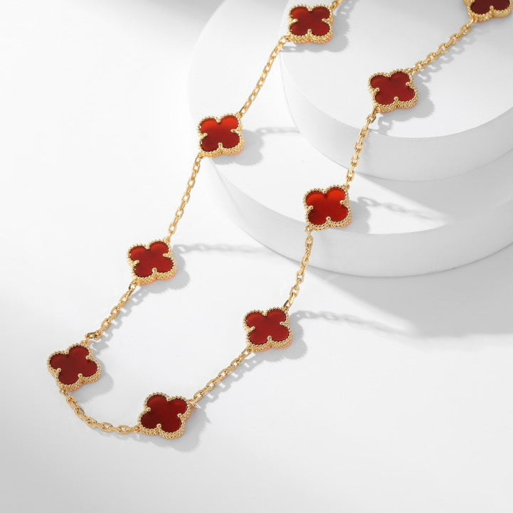 [CA]CLOVER 10 MOTIFS CARNELIAN NECKLACE