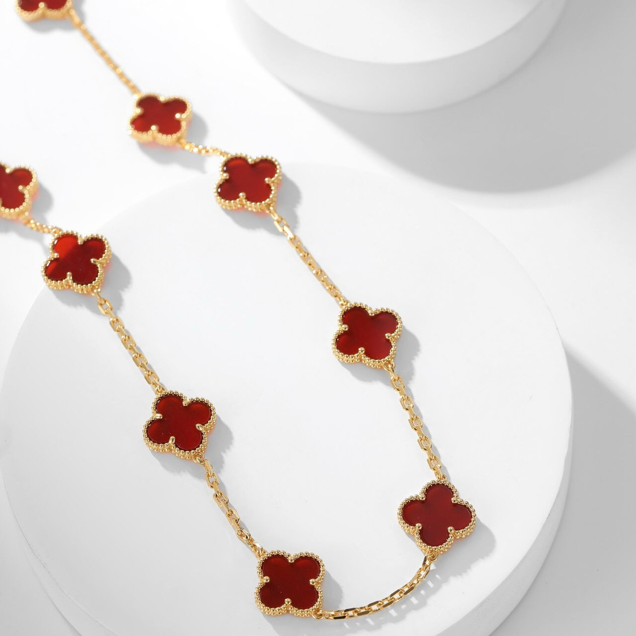 [CA]CLOVER 10 MOTIFS CARNELIAN NECKLACE