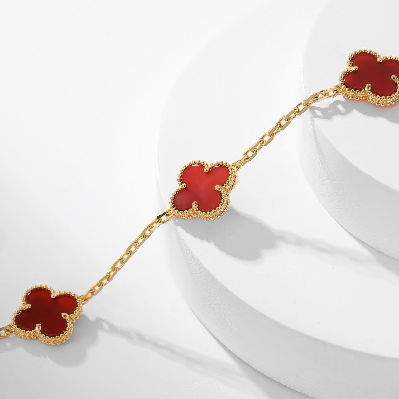 [CA]CLOVER 10 MOTIFS CARNELIAN NECKLACE