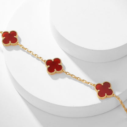 [CA]CLOVER 10 MOTIFS CARNELIAN NECKLACE